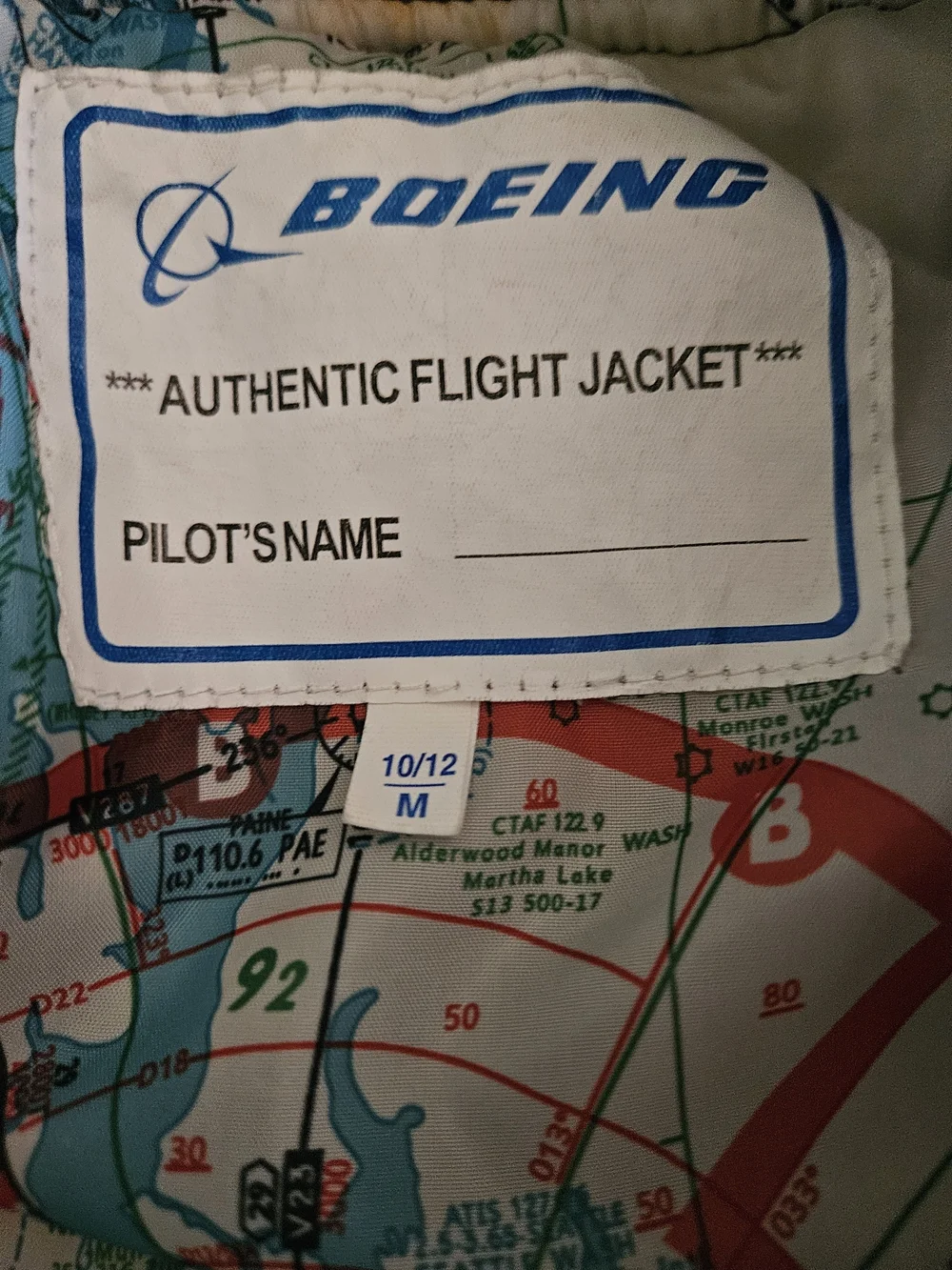 Olive Green BOEING Boys M 10/12 Bomber Jacket with Aviation Patches